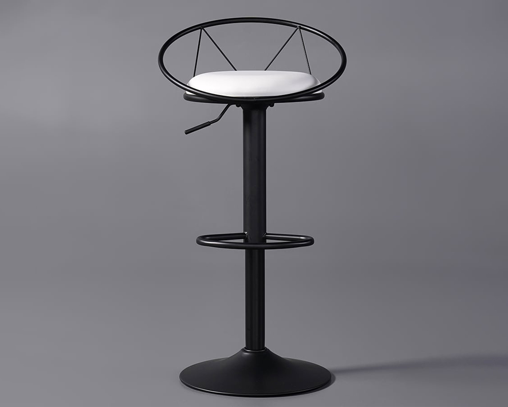 HMR - Modern Adjustable Swivel PU Leather Upholstered Counter Stools with (Set of 2)