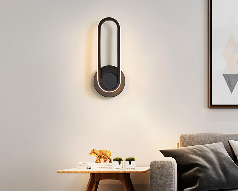 HMR - Modern Indoor Oval Wall Sconce with LED Rotated