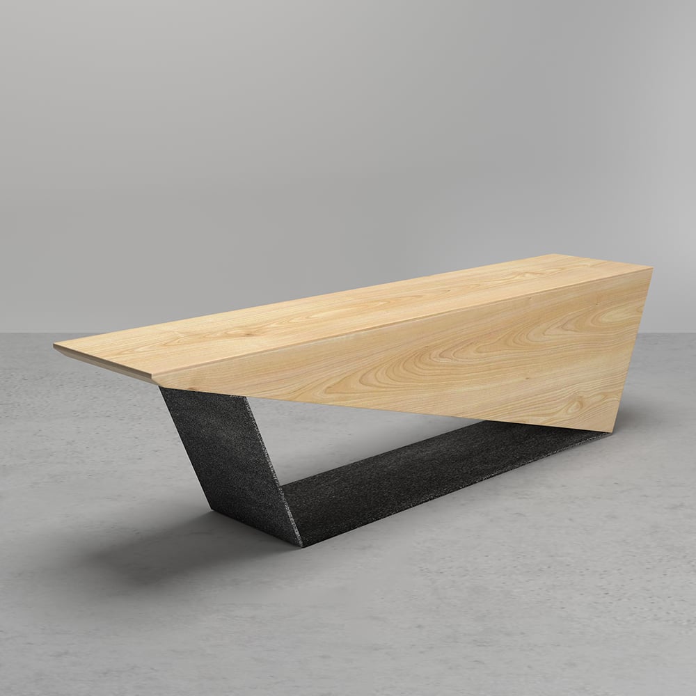 HMR Rustic 3-Person 59" Bench with Metal Base - Natural