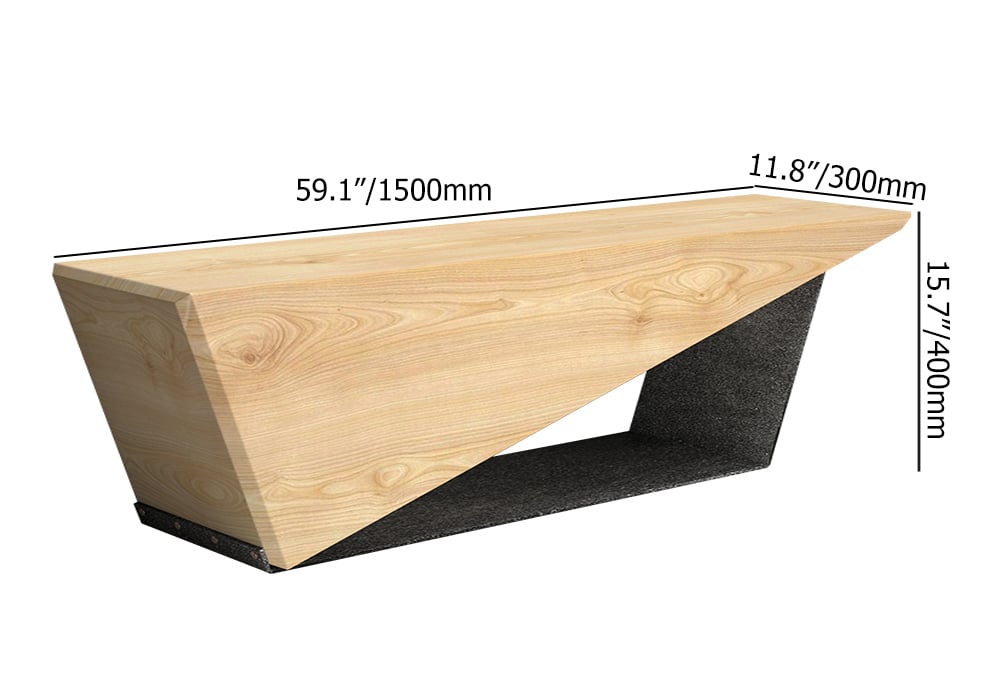 HMR Rustic 3-Person 59" Bench with Metal Base - Natural