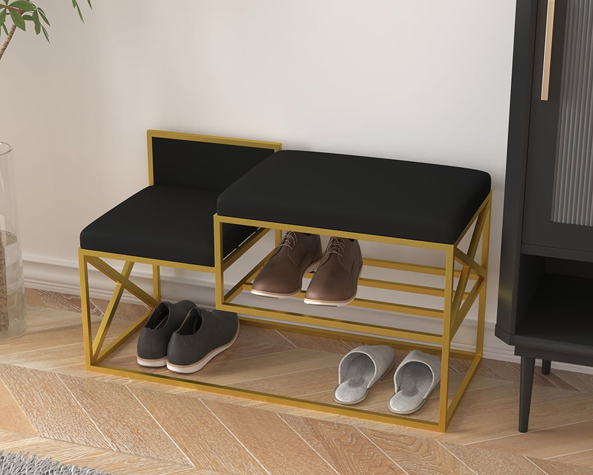 HMR - Modern Bench with PU Leather Upholstered