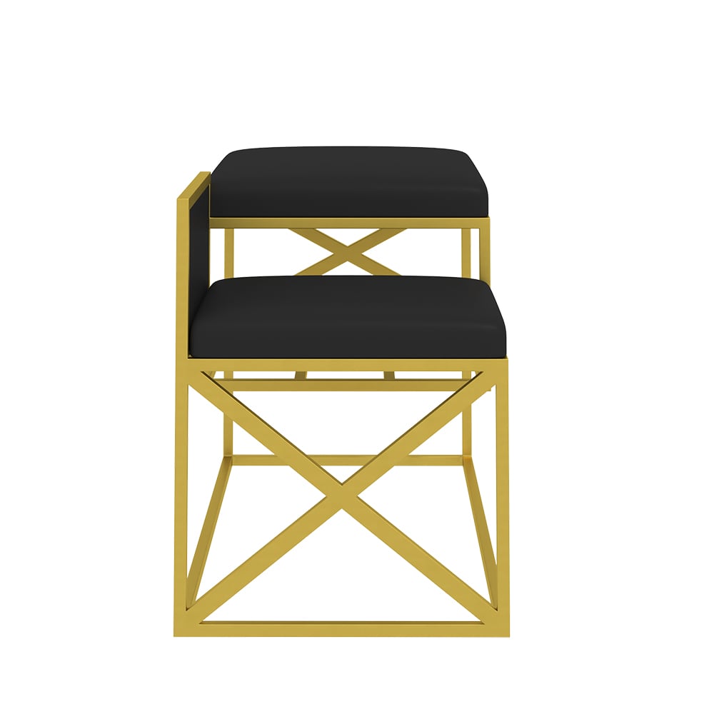 HMR Modern Bench with PU Leather Upholstered - Black