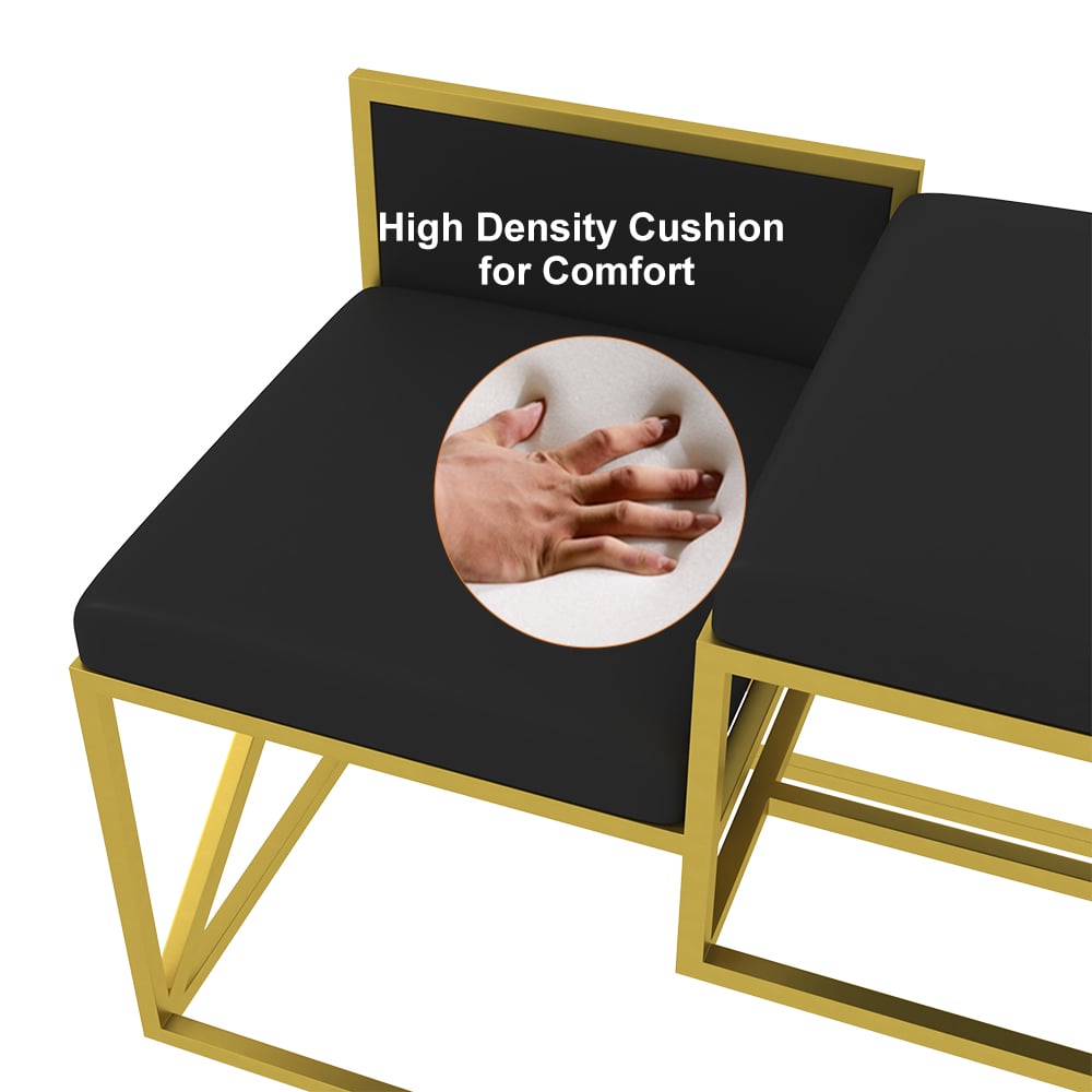 HMR Modern Bench with PU Leather Upholstered - Black