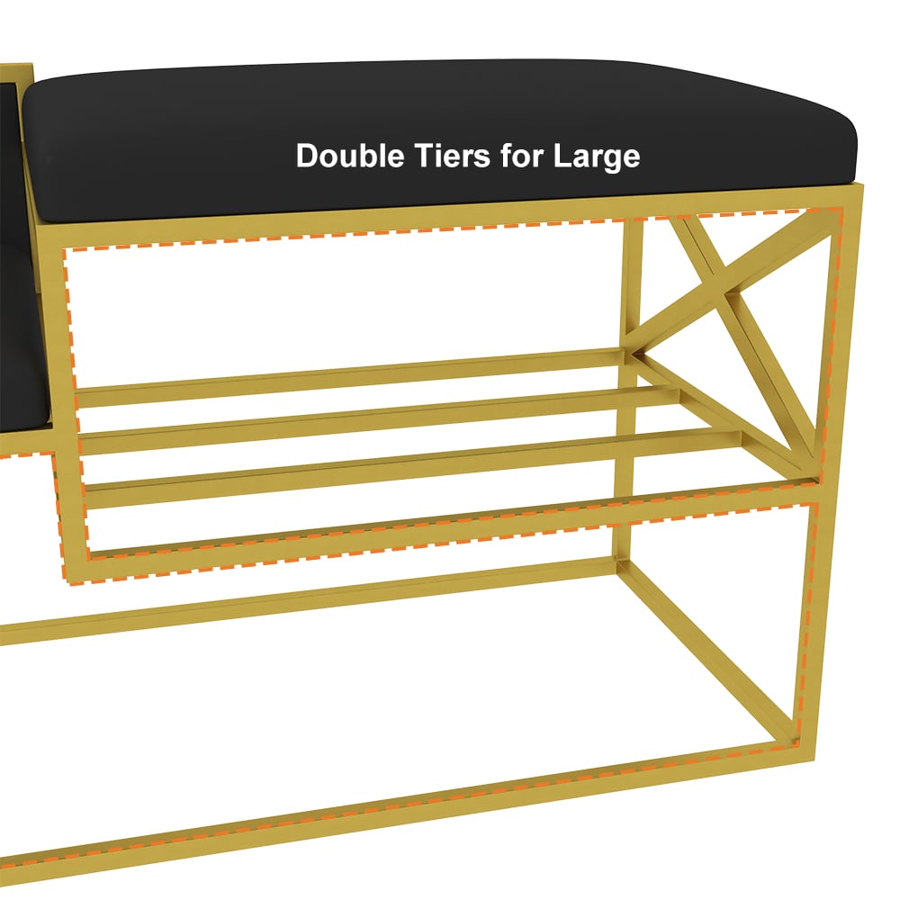 HMR Modern Bench with PU Leather Upholstered - Black