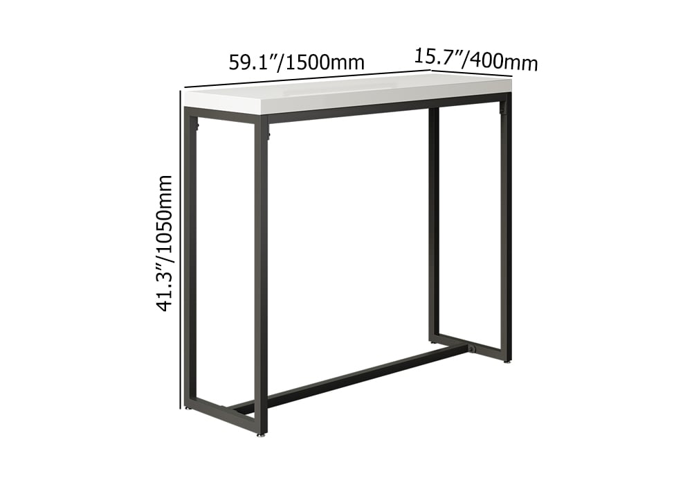 HMR - 59" Industrial Rectangular White Bar Height Table Dining Table for Breakfast Nook