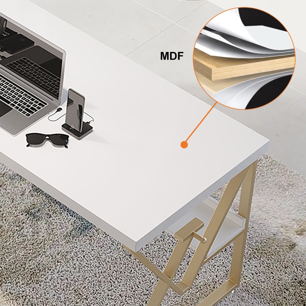 HMR - Modern 59" Writing Desk with Drawer & Shelf