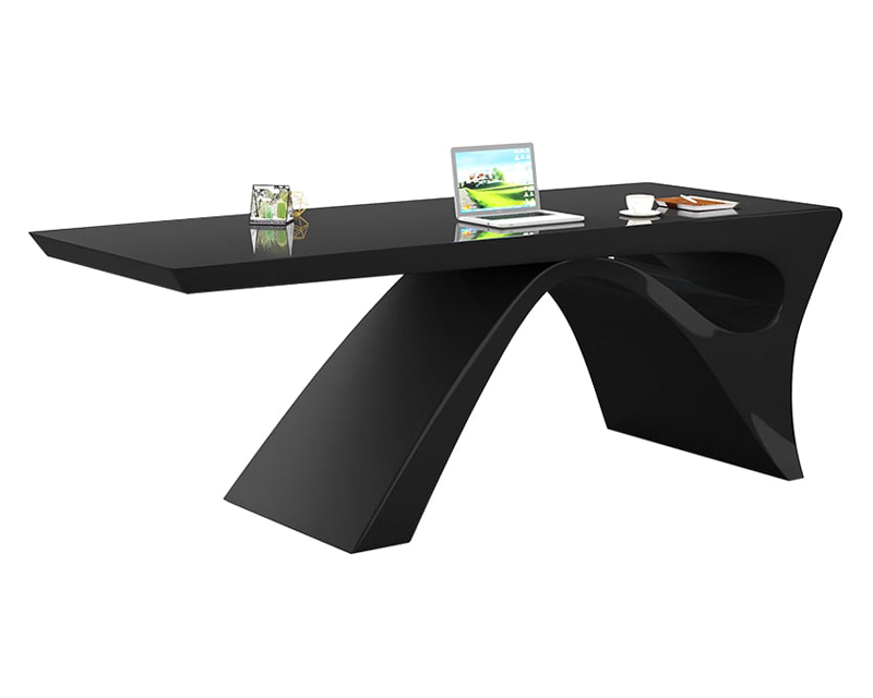 HMR Modern Computer Desk Rectangular Office Desk with Pedestal Base - Black, 63"