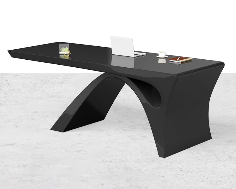 HMR Modern Computer Desk Rectangular Office Desk with Pedestal Base - Black, 71"