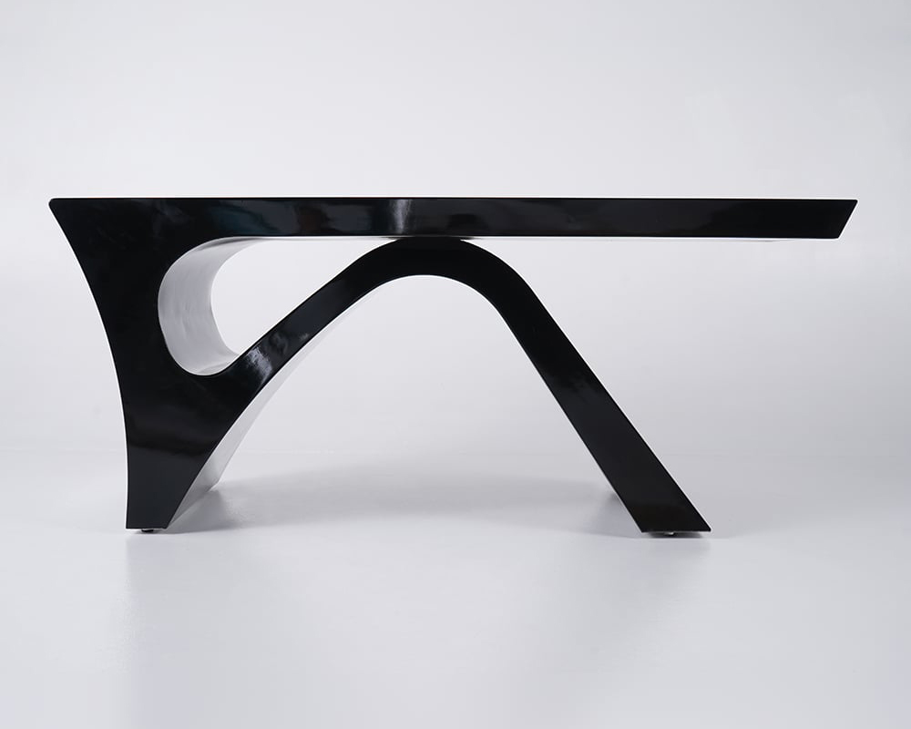 HMR Modern Computer Desk Rectangular Office Desk with Pedestal Base - Black, 71"