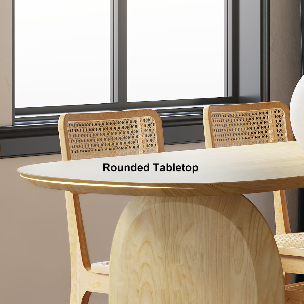 HMR Tintica Series Japandi Style Oval Wood Dining Table - Natural, 59" (Seats 4 People)
