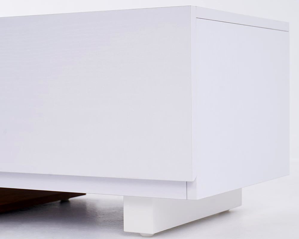 HMR Extendable Floor TV Stand with 3 Drawers (71"-120") - White & Walnut