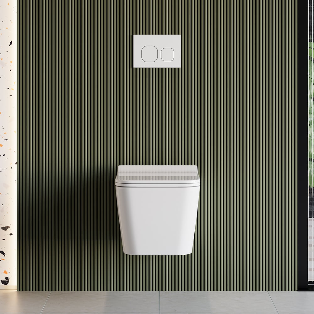 HMR - Wall-Hung Toilet with In-Wall Tank and Carrier System in White