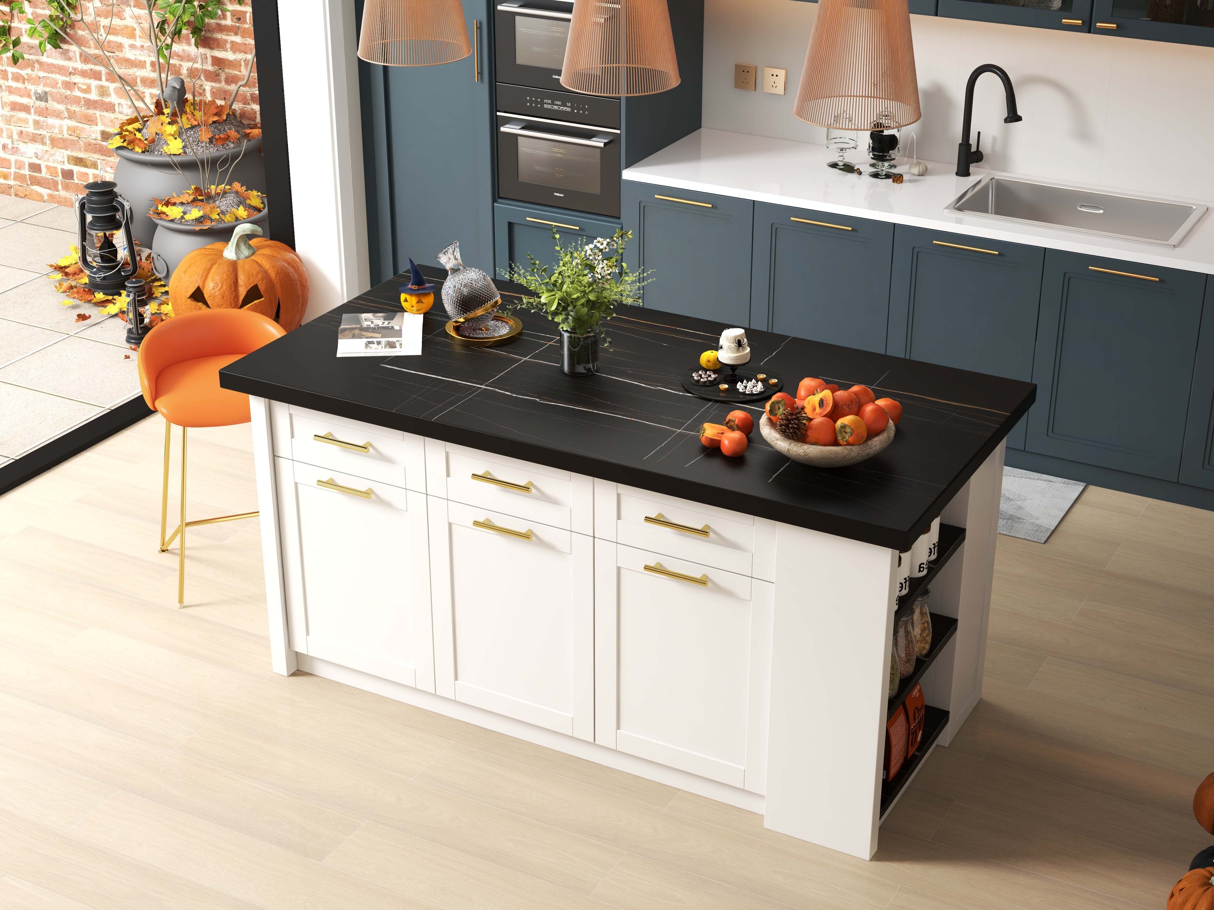 HMR - Commercial 3-Function Pull Down Kitchen Sink Faucet with Deck Plate in Black