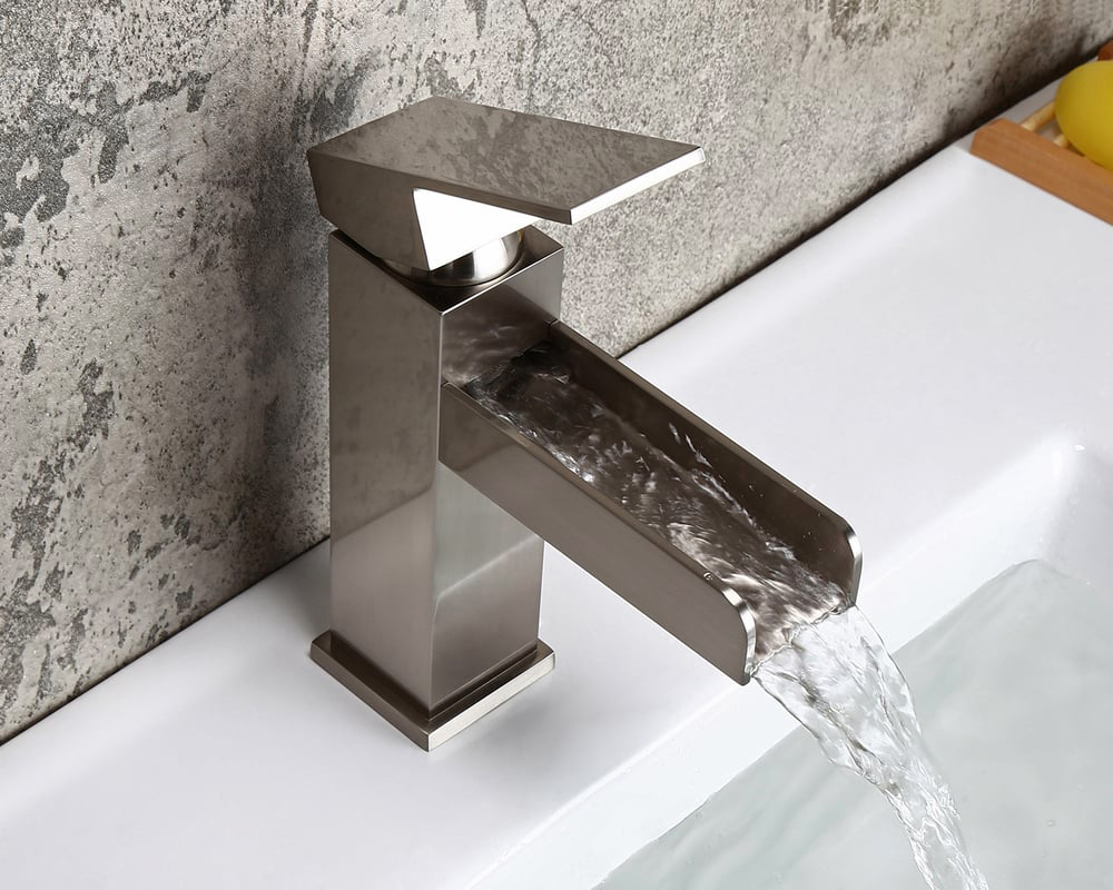 HMR - Modern Single Handle 1-Hole Waterfall Bathroom Sink Faucet