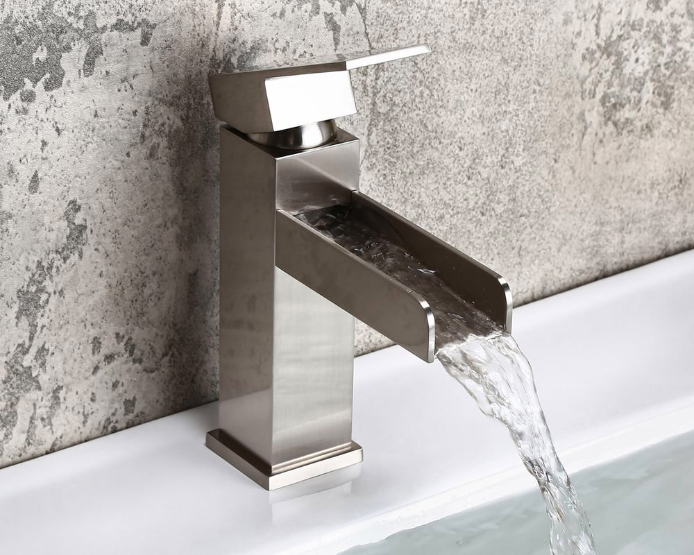 HMR - Modern Single Handle 1-Hole Waterfall Bathroom Sink Faucet