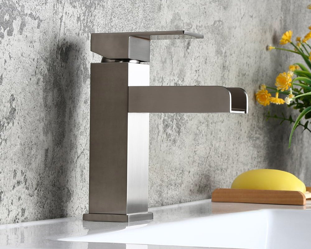 HMR - Modern Single Handle 1-Hole Waterfall Bathroom Sink Faucet
