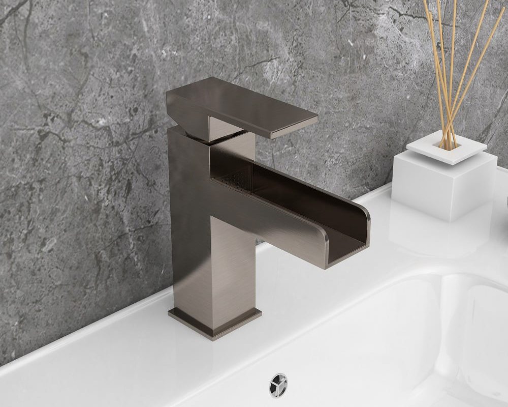 HMR - Modern Single Handle 1-Hole Waterfall Bathroom Sink Faucet