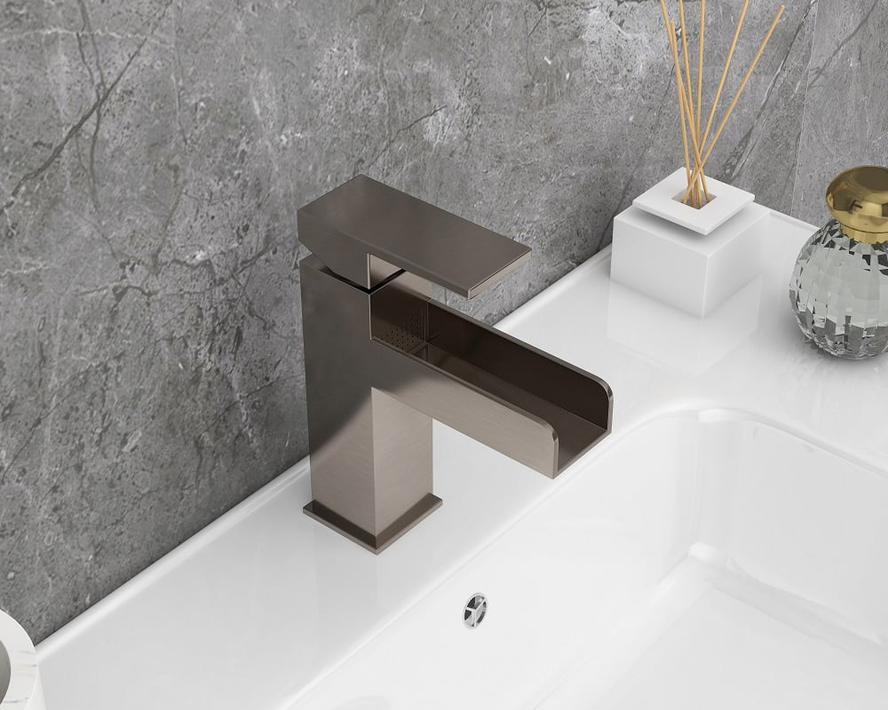 HMR - Modern Single Handle 1-Hole Waterfall Bathroom Sink Faucet