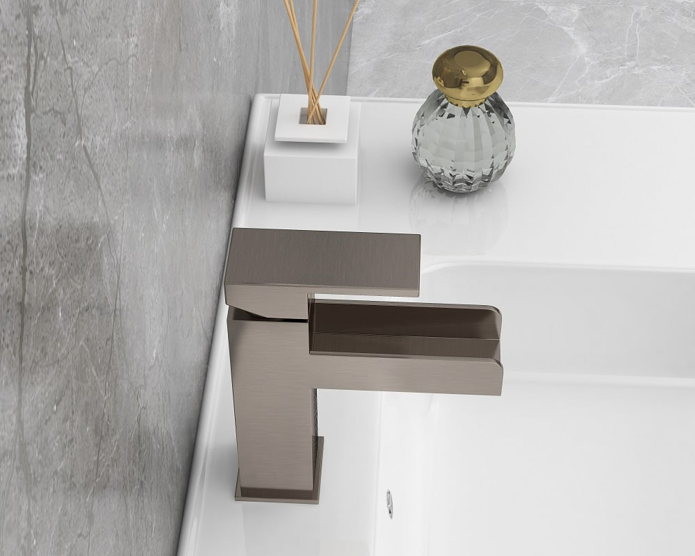 HMR - Modern Single Handle 1-Hole Waterfall Bathroom Sink Faucet