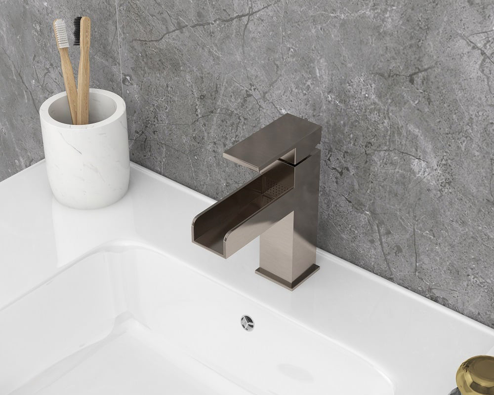 HMR - Modern Single Handle 1-Hole Waterfall Bathroom Sink Faucet