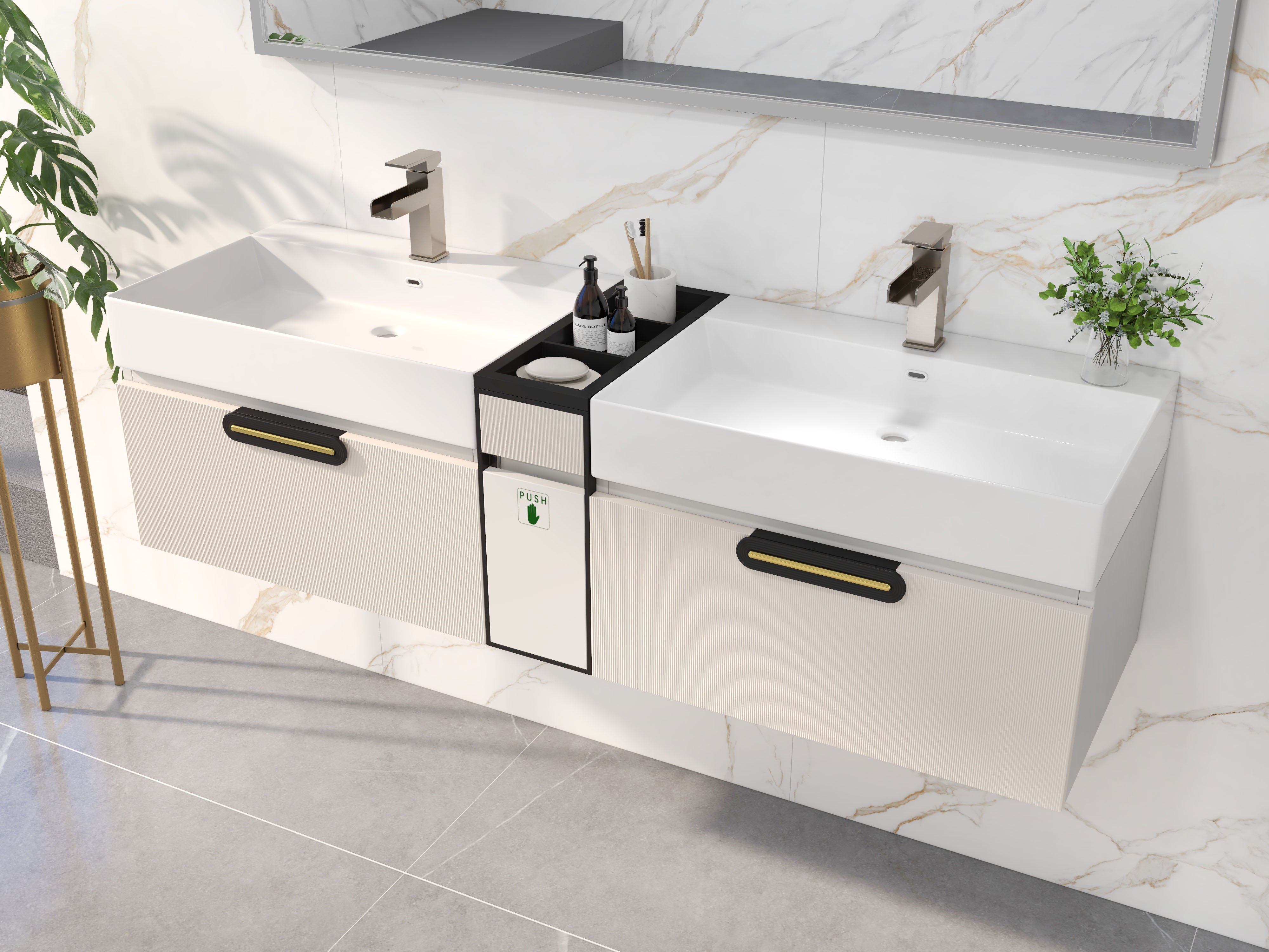 HMR - Modern Single Handle 1-Hole Waterfall Bathroom Sink Faucet