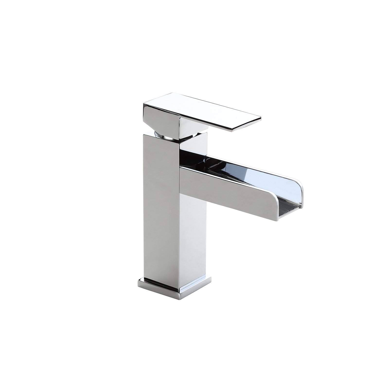 HMR Modern Single Handle 1-Hole Waterfall Bathroom Sink Faucet - Brushed Chrome