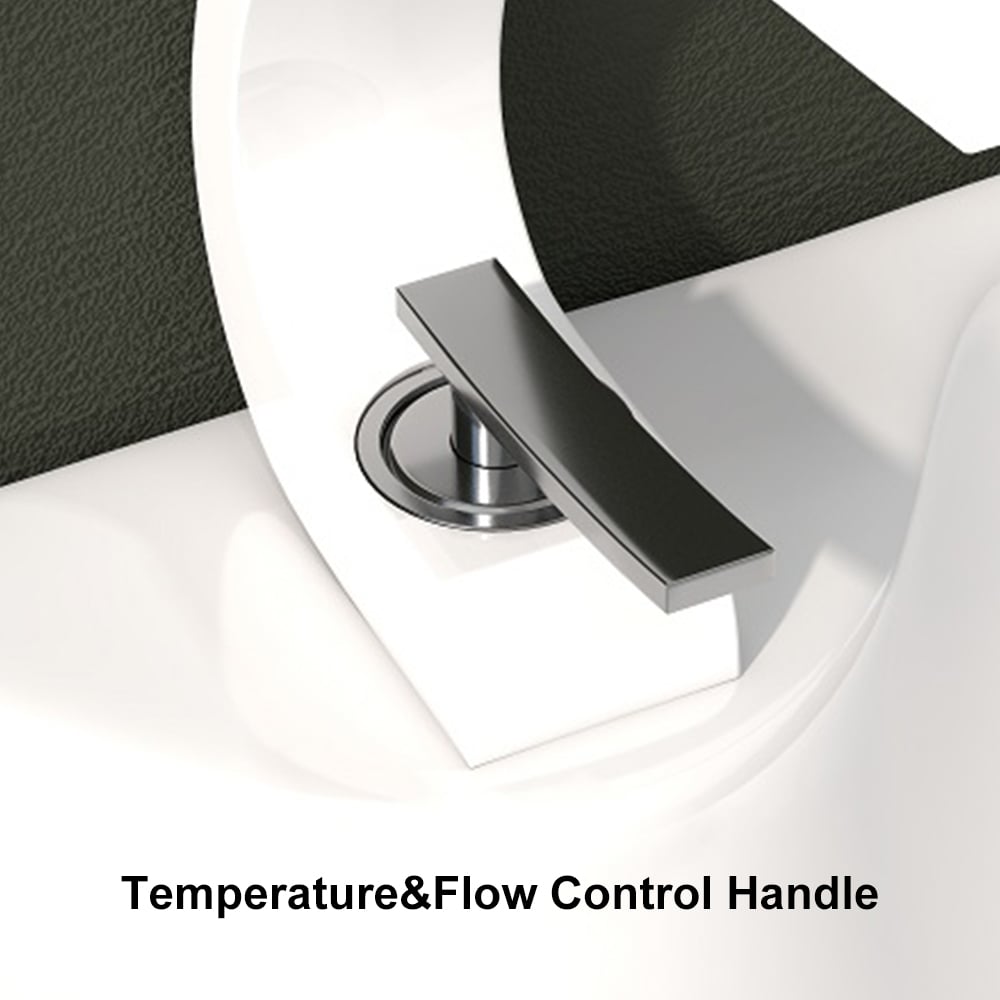 HMR Modern 1-Handle C-Shaped Curved Spout Bathroom Sink Faucet with Pop Up Drain - Glossy White