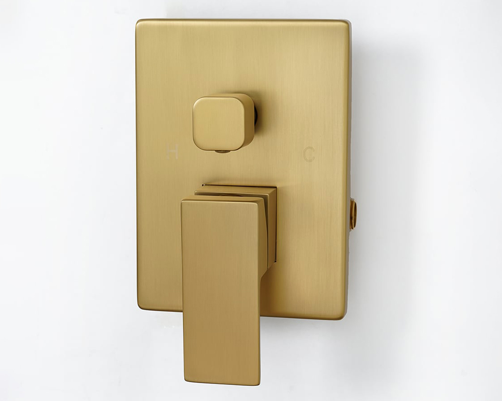 HMR Modern Waterfall Wall-Mount Bathtub Faucet with Handshower - Brushed Gold