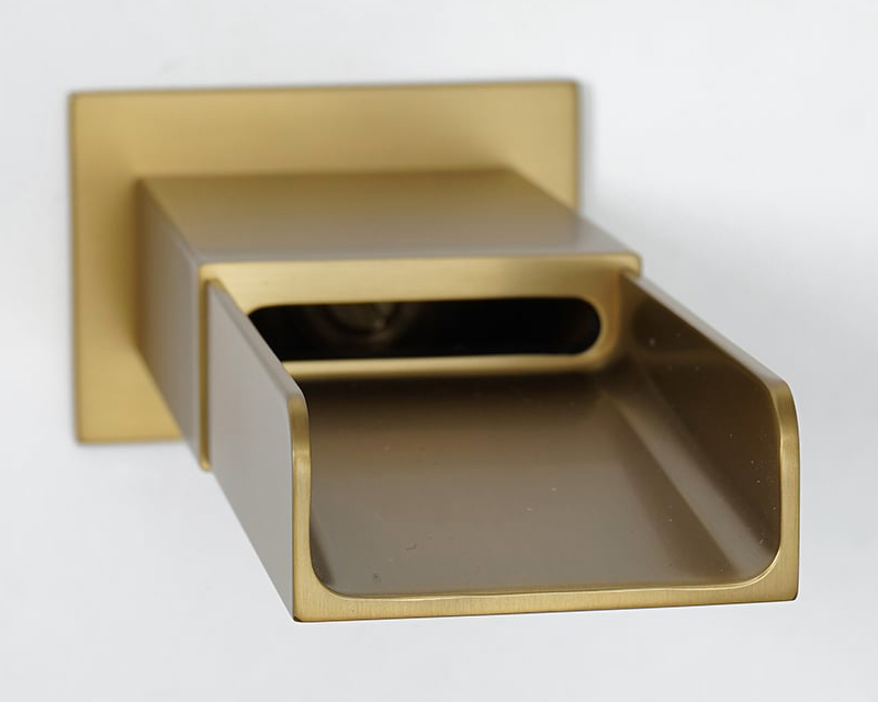 HMR Modern Waterfall Wall-Mount Bathtub Faucet with Handshower - Brushed Gold