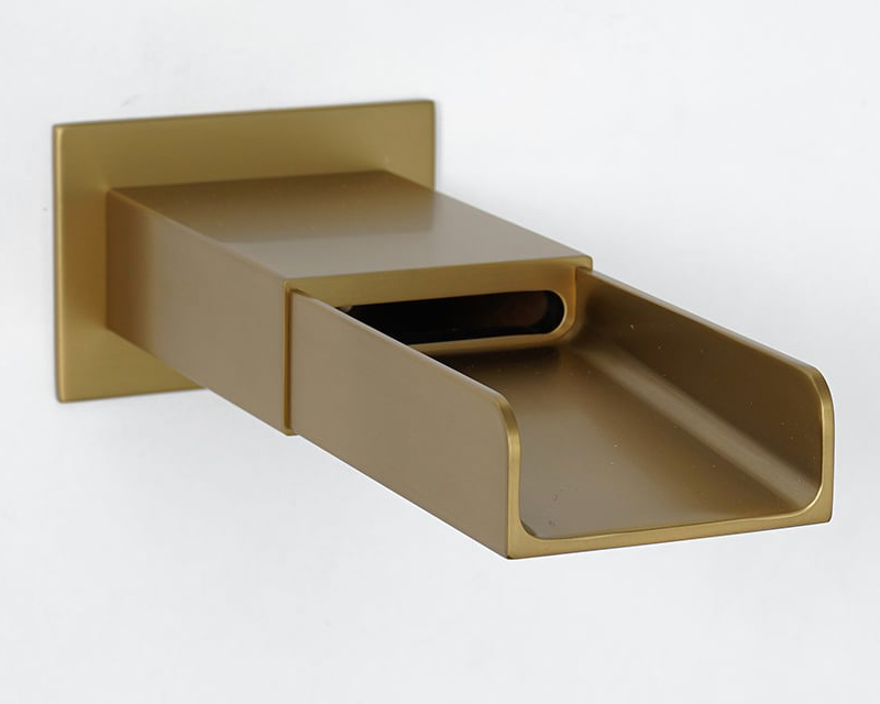 HMR Modern Waterfall Wall-Mount Bathtub Faucet with Handshower - Brushed Gold