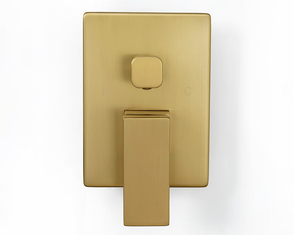 HMR Modern Waterfall Wall-Mount Bathtub Faucet with Handshower - Brushed Gold