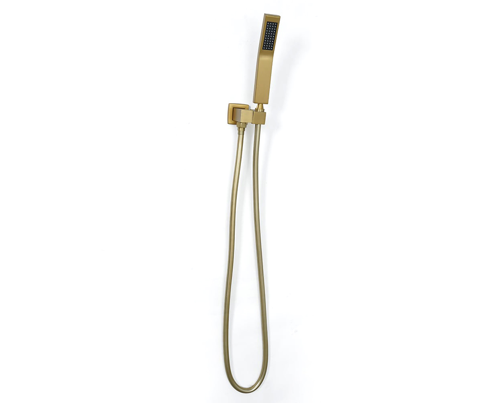 HMR Modern Waterfall Wall-Mount Bathtub Faucet with Handshower - Brushed Gold