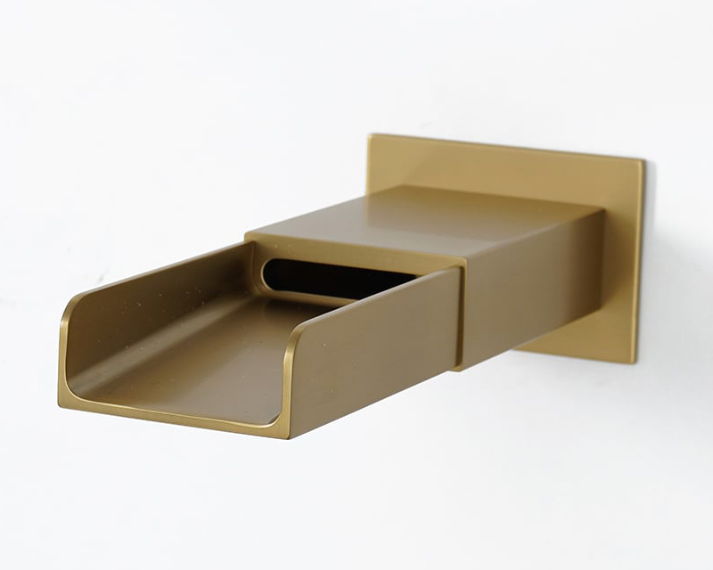 HMR Modern Waterfall Wall-Mount Bathtub Faucet with Handshower - Brushed Gold