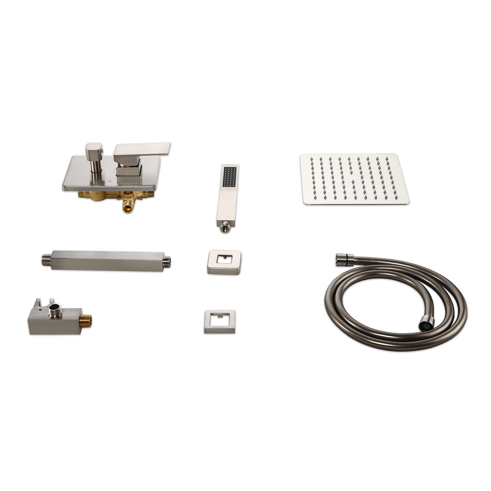 HMR - Ceiling Mount Shower System with Pressure Balance Valve and Trim in 12", Brushed Nickel