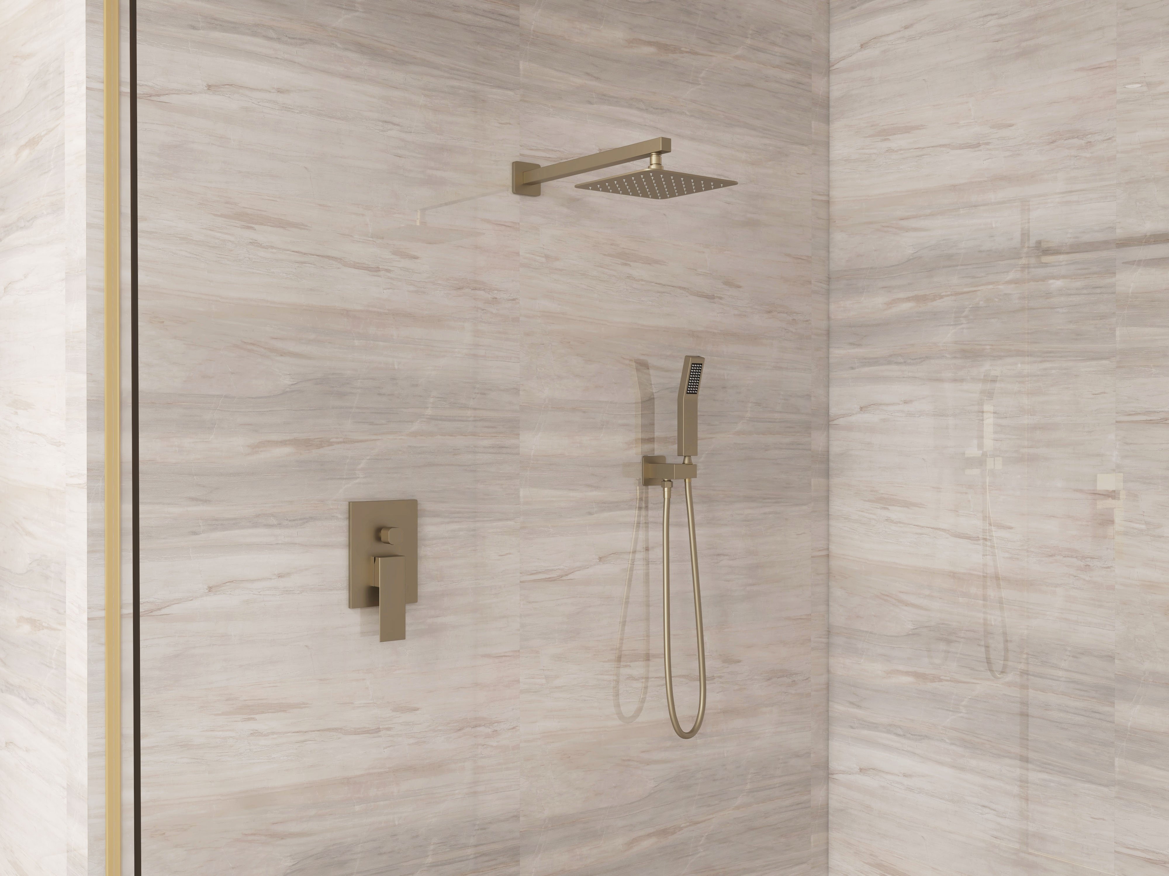 HMR - Wall Mounted Shower System with Handheld Pressure Balance Valve in 12"