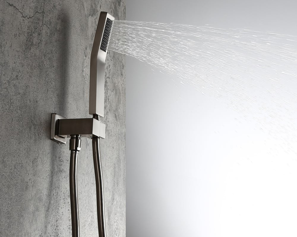 HMR - Modern 8" Wall Mounted Shower System with Handheld Shower Pressure Balance Valve