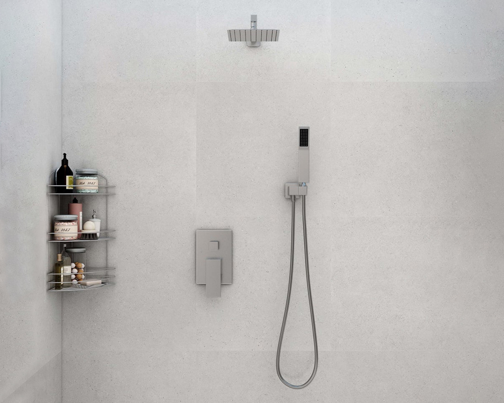 HMR - Modern 8" Wall Mounted Shower System with Handheld Shower Pressure Balance Valve
