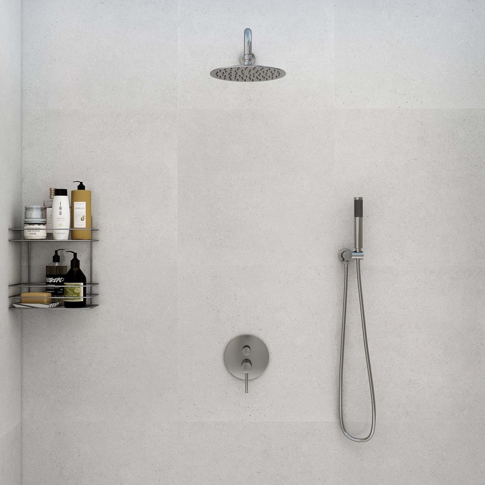 HMR - Wall Mounted Rain Shower System with Handheld Shower Set Solid Brass in Shower Head 12"