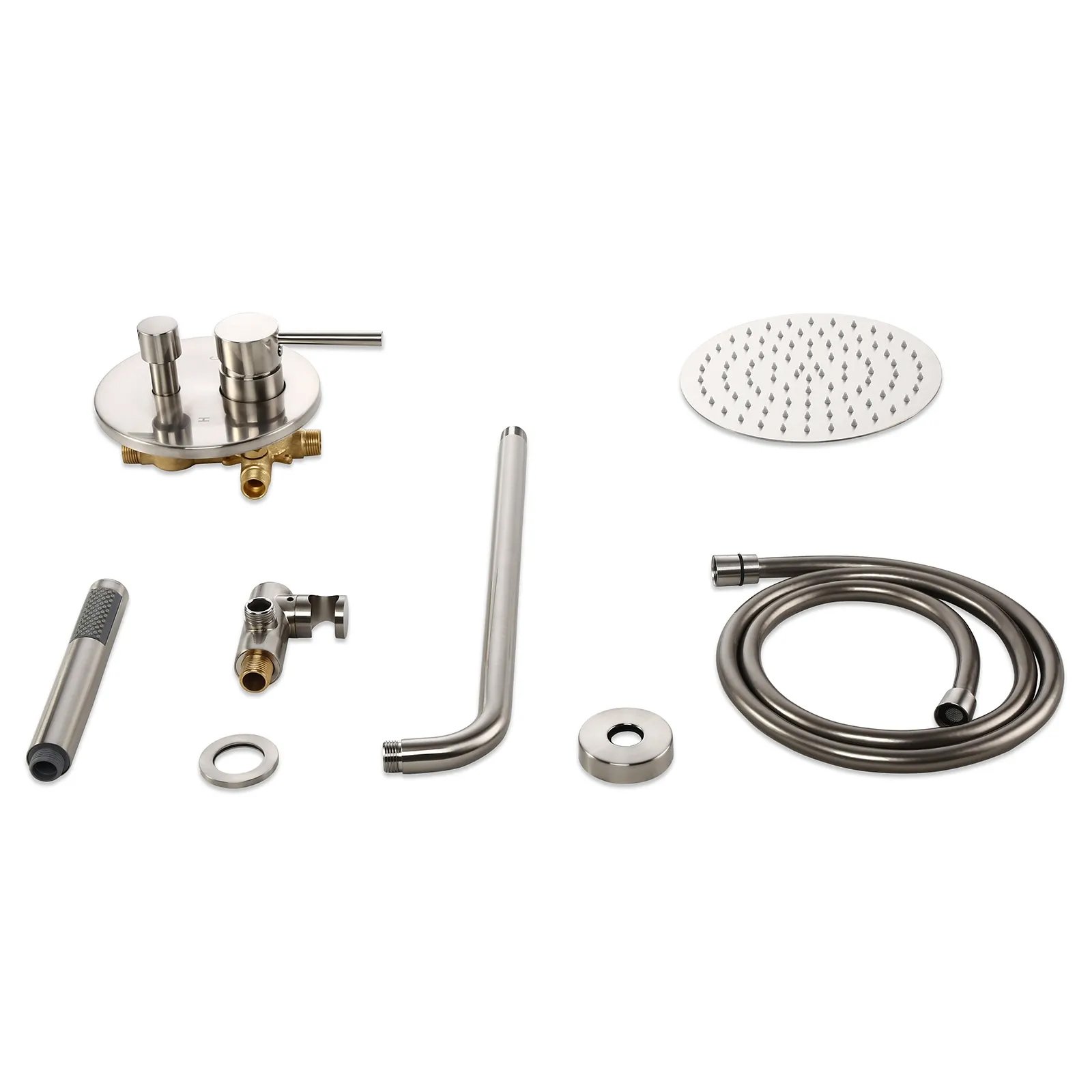 HMR - Wall Mounted Rain Shower System with Handheld Shower Set Solid Brass in Shower Head 12"