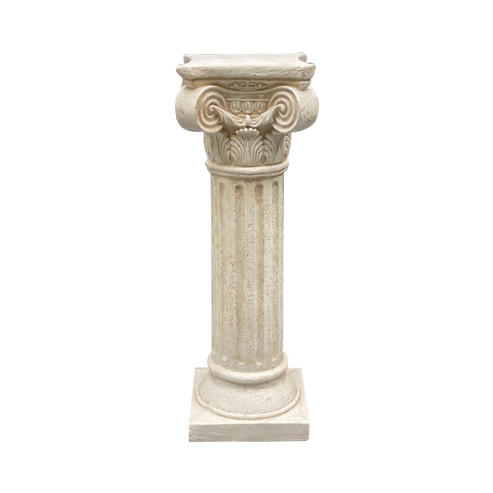 HMR - 32.3" Tall Vintage Corinthian Pillars Square Pedestal Plant Stand Indoor Decor Art White
