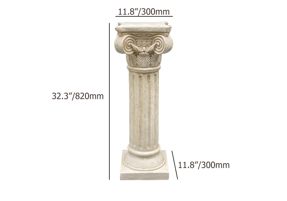 HMR - 32.3" Tall Vintage Corinthian Pillars Square Pedestal Plant Stand Indoor Decor Art White
