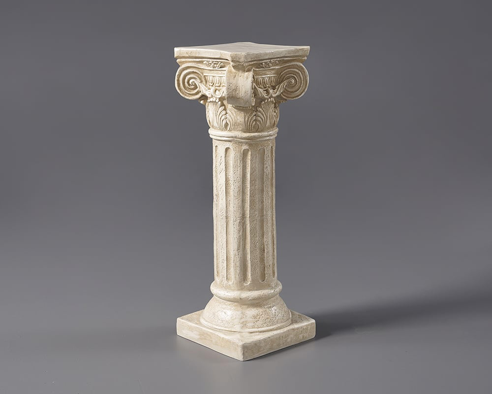 HMR - 32.3" Tall Vintage Corinthian Pillars Square Pedestal Plant Stand Indoor Decor Art White
