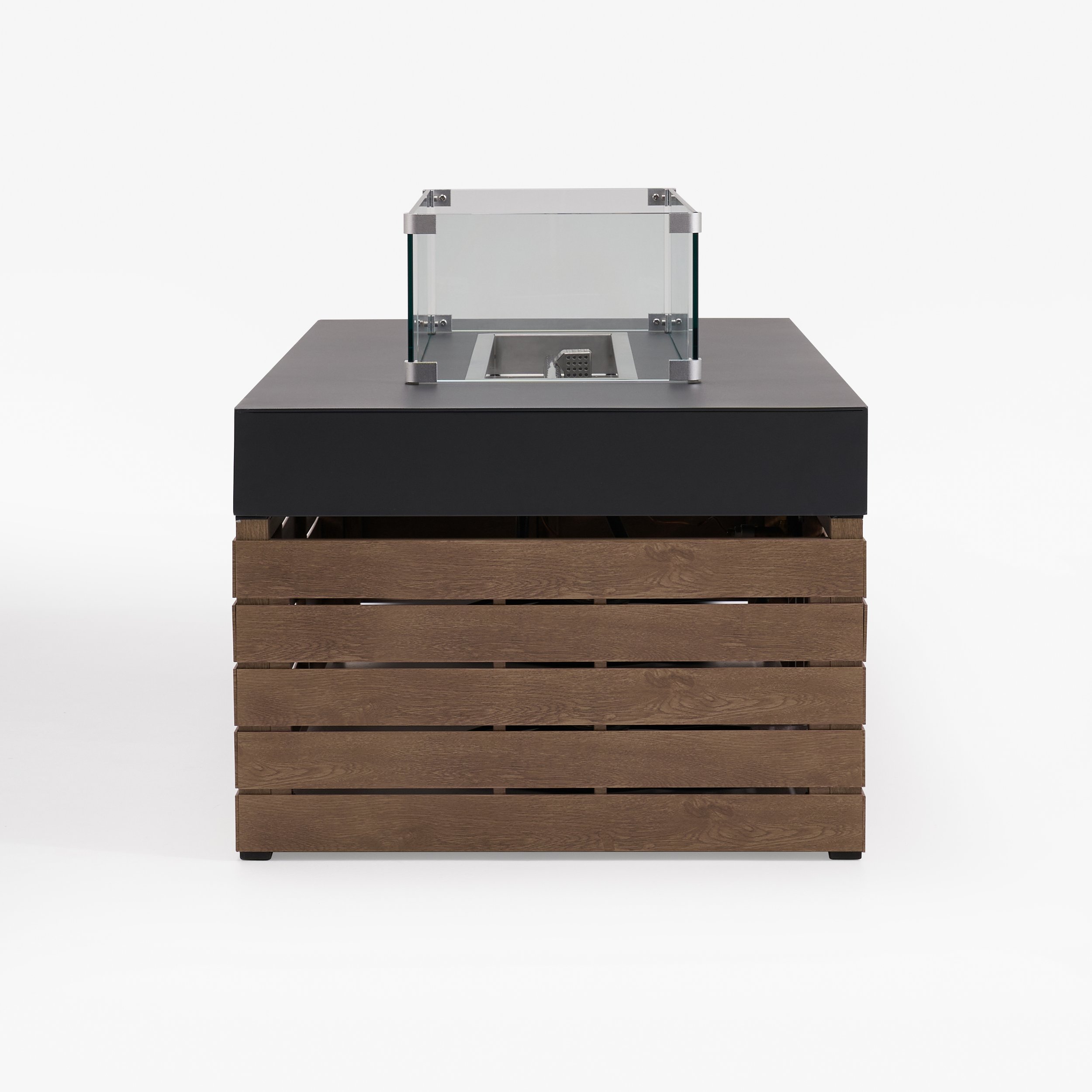 HMR - 39" Smokeless Fire Pit With Glass Wind Guard for Outdoor Patio