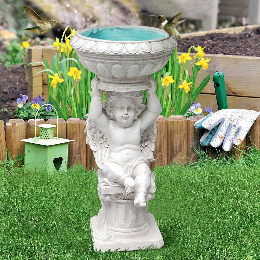 HMR - 22.4" Resin Angel Garden Decor Statue Inoor Outdoor Planter Birdbath Sculpture Ornament