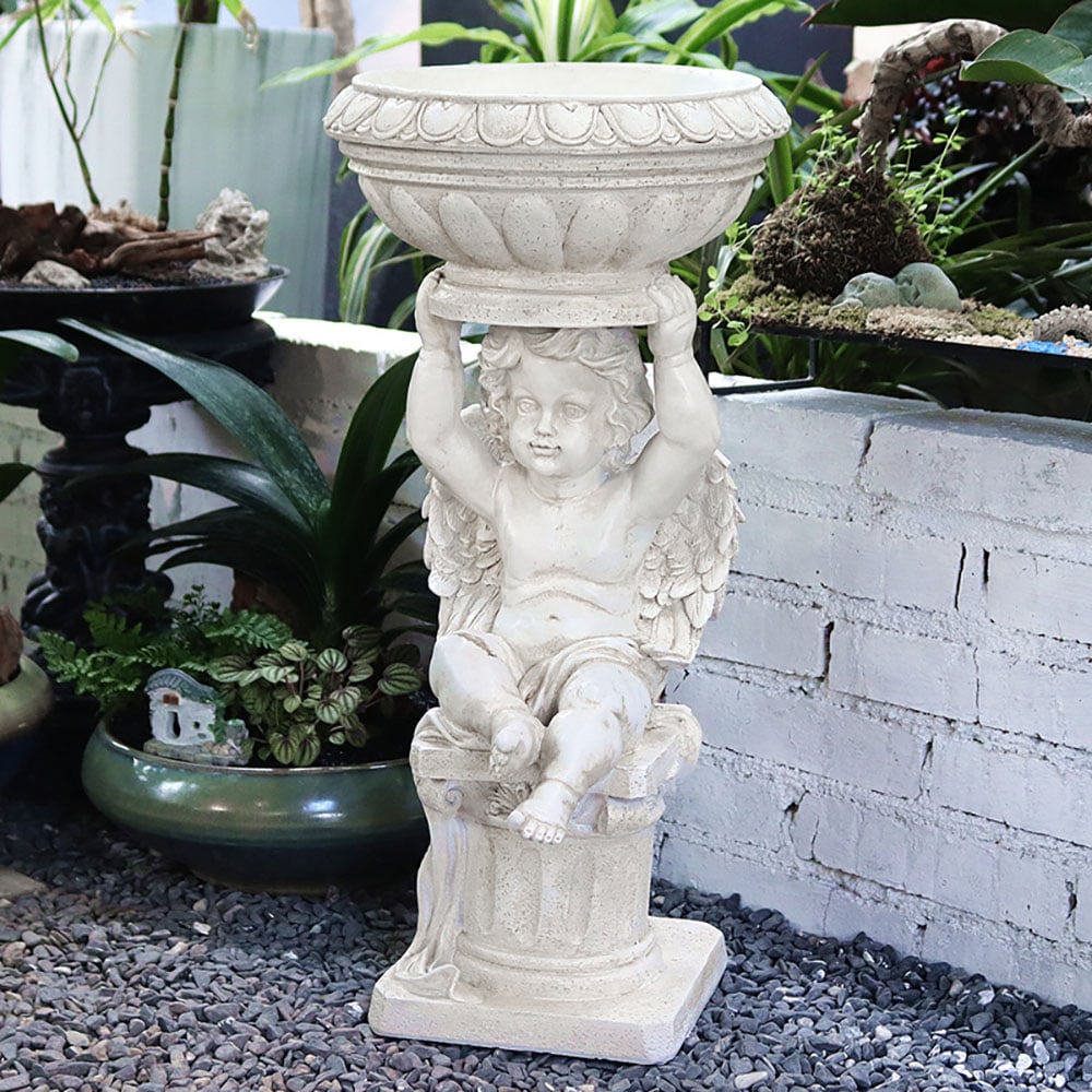 HMR - 22.4" Resin Angel Garden Decor Statue Inoor Outdoor Planter Birdbath Sculpture Ornament