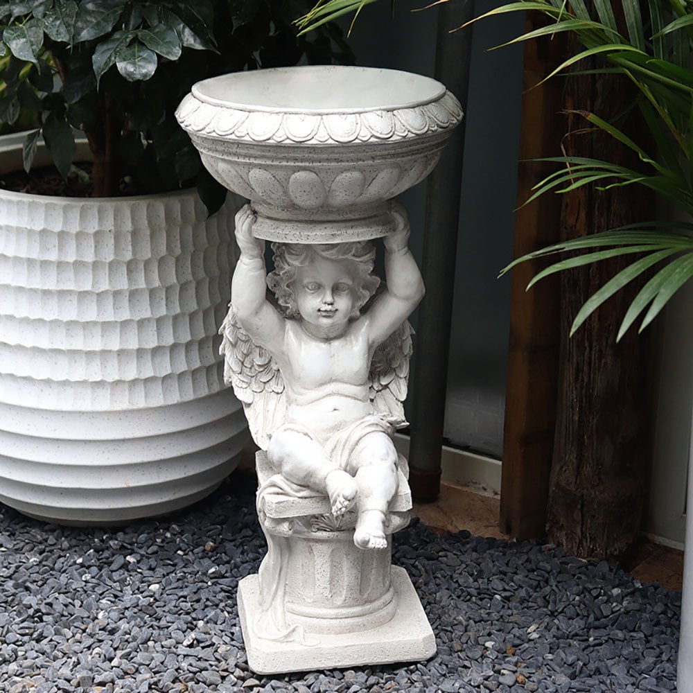 HMR - 22.4" Resin Angel Garden Decor Statue Inoor Outdoor Planter Birdbath Sculpture Ornament