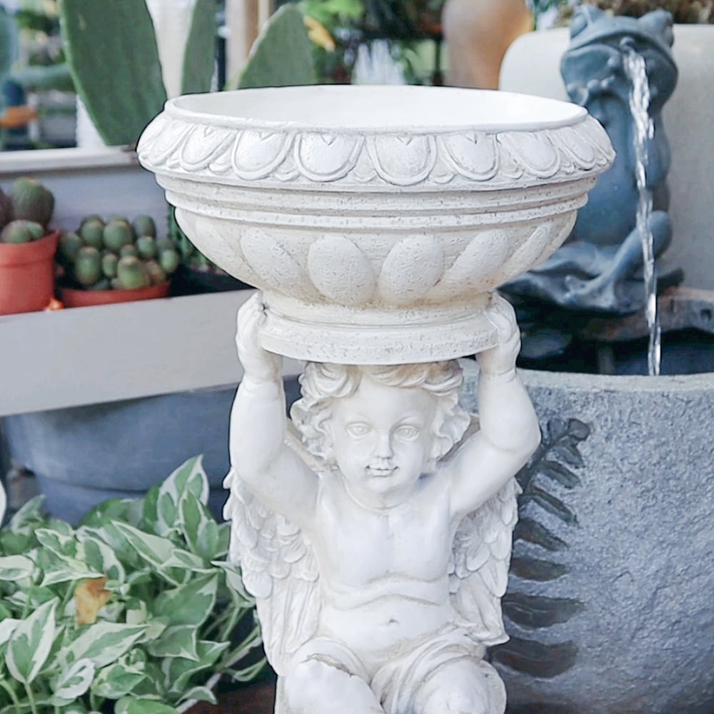 HMR - 22.4" Resin Angel Garden Decor Statue Inoor Outdoor Planter Birdbath Sculpture Ornament