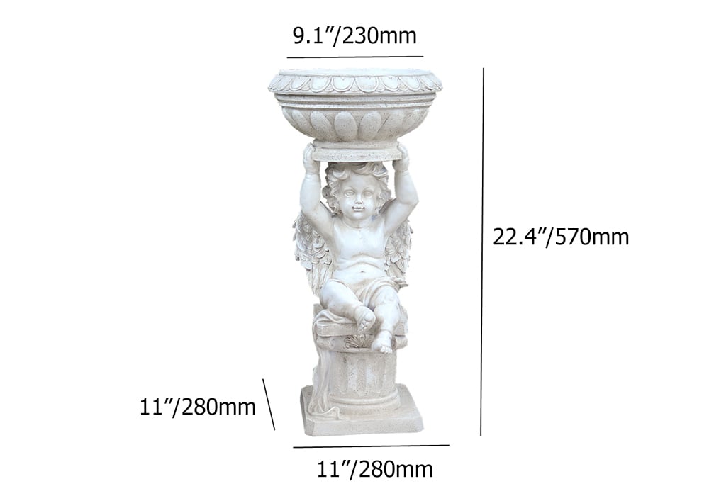 HMR - 22.4" Resin Angel Garden Decor Statue Inoor Outdoor Planter Birdbath Sculpture Ornament