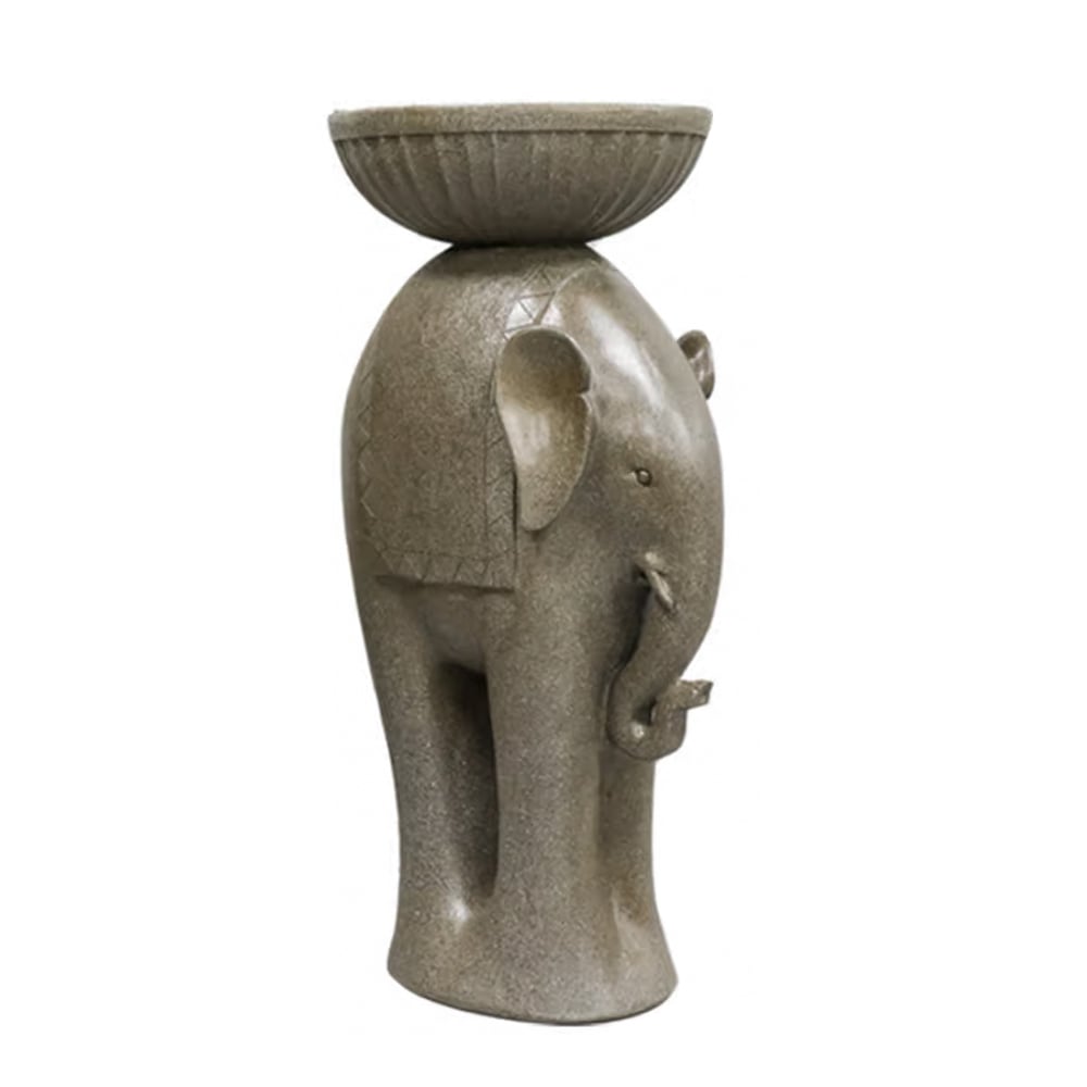 HMR - 26" Outdoor Elephant Sculpture Resin Garden Statue Planter Bird Bath Figurine in Green