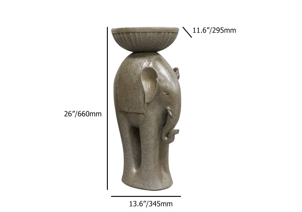 HMR - 26" Outdoor Elephant Sculpture Resin Garden Statue Planter Bird Bath Figurine in Green